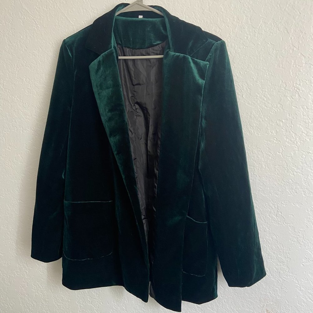 Dark green velvet blazer